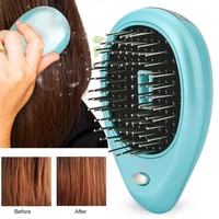 electric massager portable mini ion anti static ionic straightener comb magic vibration hair brush head hairbrush modeling tools