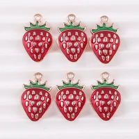 10pcs 10x16mm cute enamel fruit strawberry charms pendants for jewelry making necklaces earrings diy keychains crafts supplies