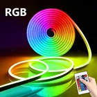 220 В RGB неоновая вывеска светодиодная лента 2835 Высокая безопасность Высокая яркость Гибкая светодиодная лампа наружная водонепроницаемая светодиодная лента настенное украшение