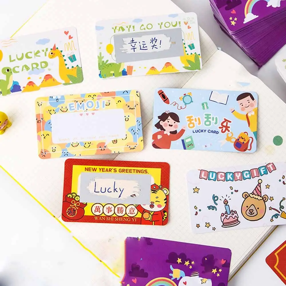 

Kids DIY Lucky Game Self-adhesive Greeting Postcard Reward Paper Birthday Card Reward Scratch Cards Praise Stickers