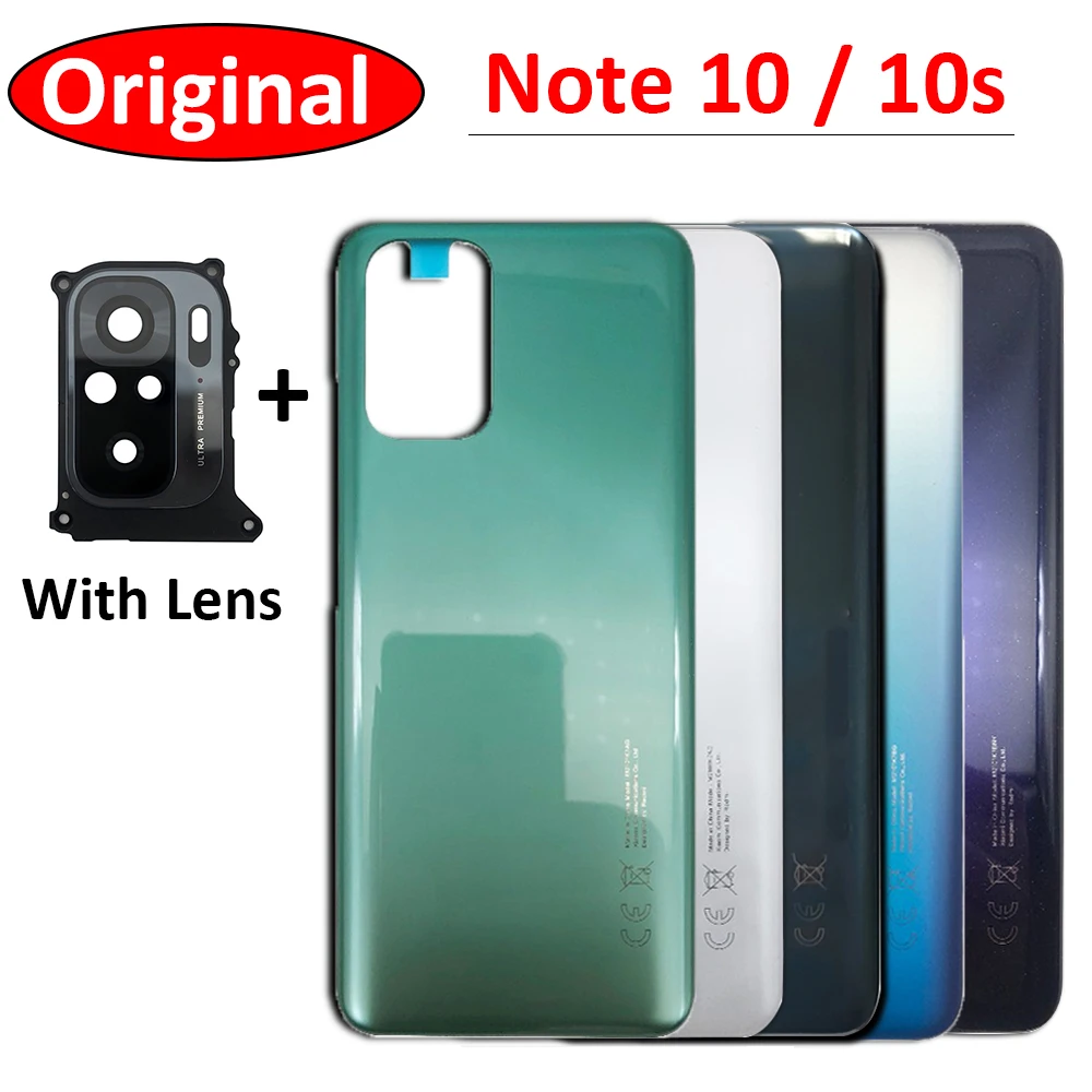 

100% Original For Xiaoimi Redmi Note 10 / Note 10s Battery Back Cover Rear Door Replacement Housing STICKER Adhesive With Lens