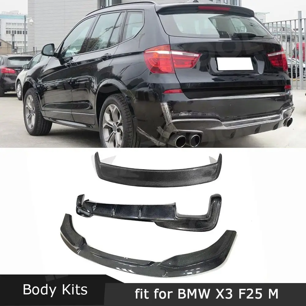 

Углеродное волокно, передний бампер, губа, задний диффузор для BMW X3 F25 M Sport 2014-2017, задний спойлер на крышу, комплекты Bodykits FRP, автомобильные аксессуары
