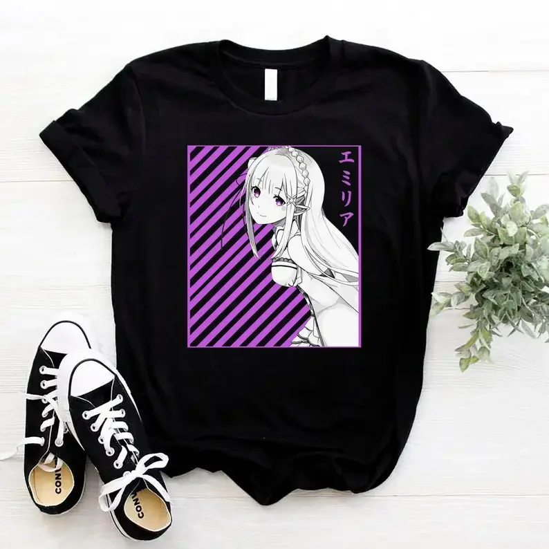 Рубашка Аниме Emilia Re Zero косплей Эмилия манга Широ рам и рем Нацуки