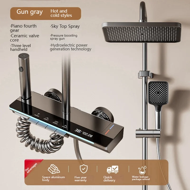 

Умный цифровой дисплей, душевой набор для ванной комнаты, фортепиано, ключ от дождя, душевая система, набор для ванны, смеситель для душа, полный набор