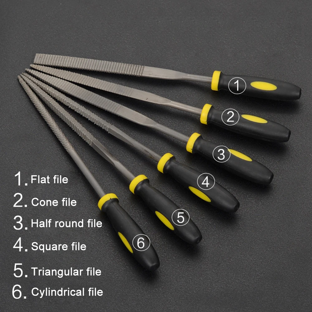

6pcs Hand Needle Files Woodworking Tools Filing Round Flat Half-Round File Wooden Rasp Flat Round Square Triangle