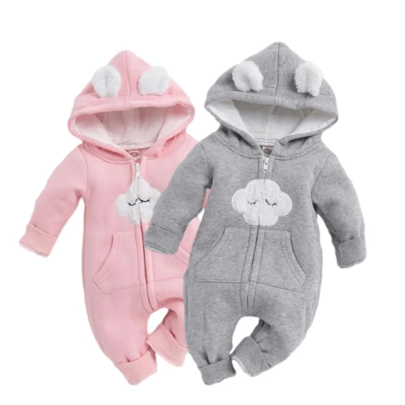 

2021 Winter Baby Adorable Cloud Hooded Baby Rompers For Baby Boys And Girls Warm Unisex Baby Bodysuit Clothes