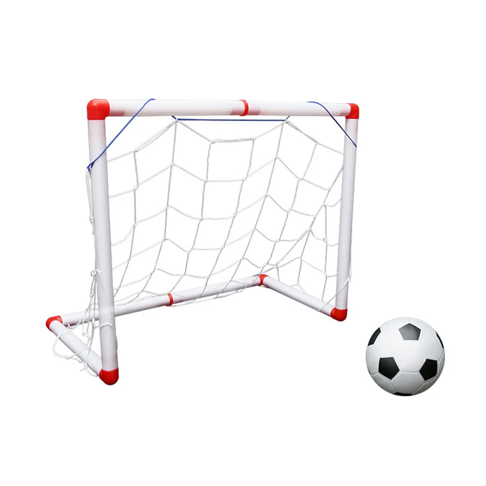 

1 Set 56cm Mini Football Goal Football Net Door Childrens Indoor Sports Toys Soccer Goal Door with Football and Inflator