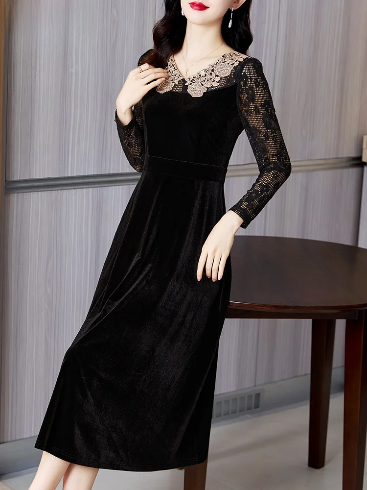 Брендовая женская одежда Skini больших размеров осенне-зимняя 2023 новое платье Goddess