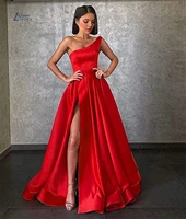 one shoulder evening dresses long satin a line %d9%81%d8%b3%d8%a7%d8%aa%d9%8a%d9%86 %d8%a7%d9%84%d8%b3%d9%87%d8%b1%d8%a9 slit party prom gown with pockets for women