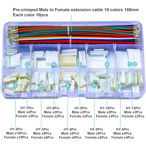 Штекерный гнездовой разъем 2 0 мм с предварительной обжимным кабелем 22AWG HY замком