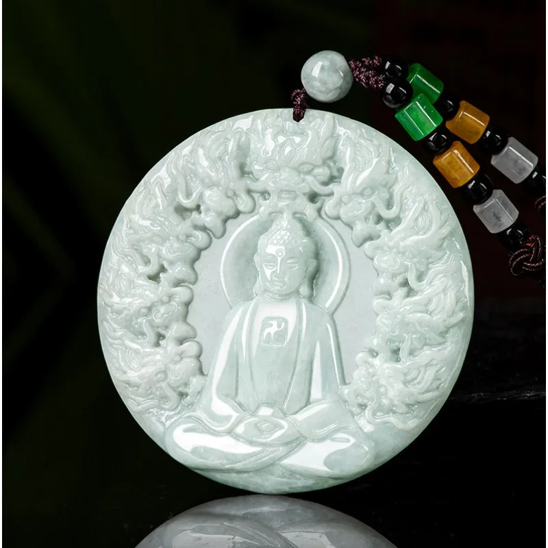 

Natural Myanmar A Goods Jade Pendant Nine Dragon Protector Pendant Ice Jade Men's Pendant Women's Jade Pendant Jade Necklace