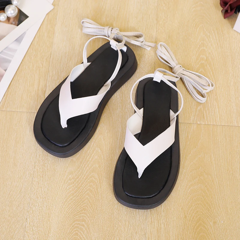 

Сандалии женские с перекрестной шнуровкой, босоножки на платформе, удобные тапочки на плоской подошве, повседневная обувь, лето 2023