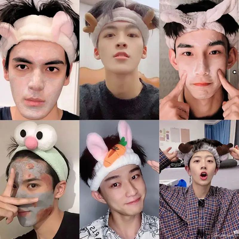 

Обруч для волос для мытья лица в стиле интернет-знаменитостей, модный обруч для волос унисекс на осень и зиму, обруч для волос для влюбленных, широкополая повязка для волос