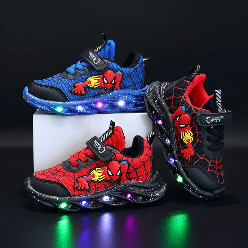 Cool LED Disney Spiderman Children Casual Shoes High Quality Fashion Kids Sneakes Toddlers Leisure Sports Girls Boys Shoes enlarge