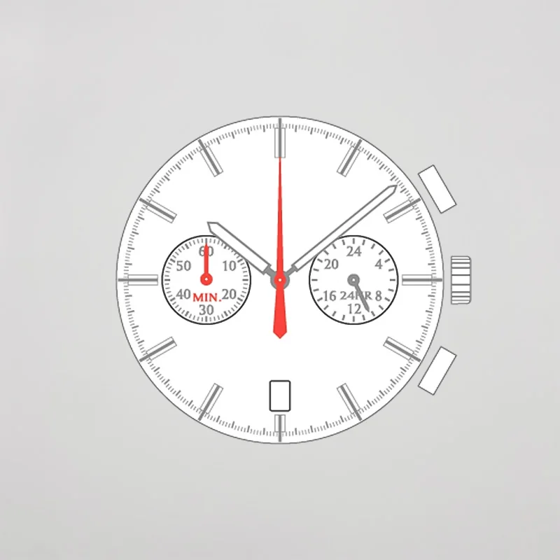 Японский хронограф с механизмом TMI VK64A (центральный 1/5 секунд минуты) 24 часа дата