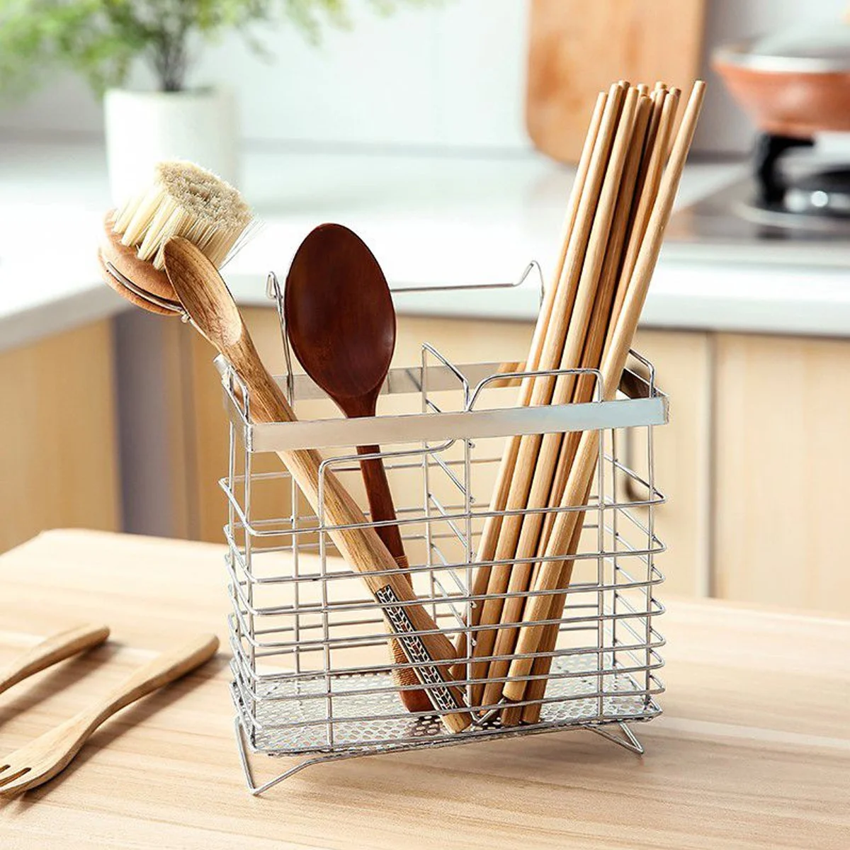 

Utensil Holder Rack Drying Cutlery Drainer Flatware Kitchen Chopsticks Chopstick Basket Dish Organizer Draining Hanging