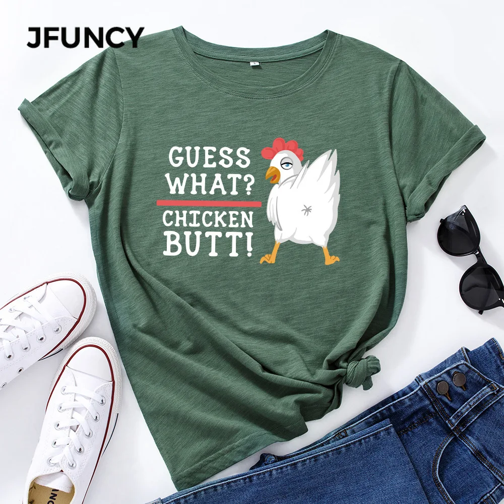 JFUNCY100% Cotton Women T Shirt Short Sleeve T-shirts Female Printing Graphic Tees Women  Harajuku Shirts Top