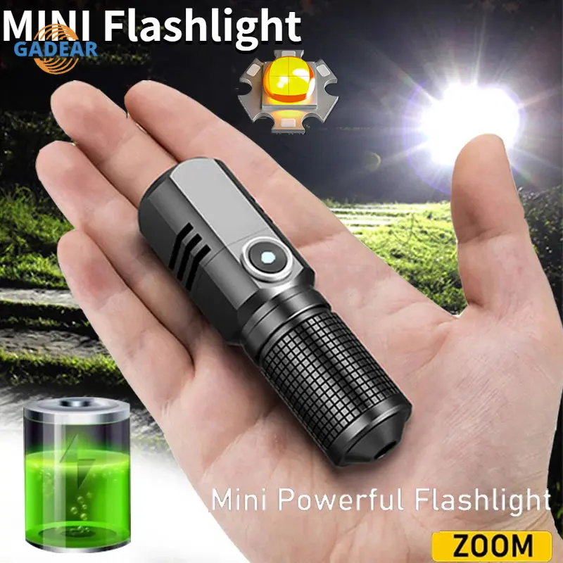 

Mini Portable Powerful Led Flashlight XHP50 Built in Battery 3 Modes Usb Rechargeable Flash Light EDC Torch Lamp Flashlights