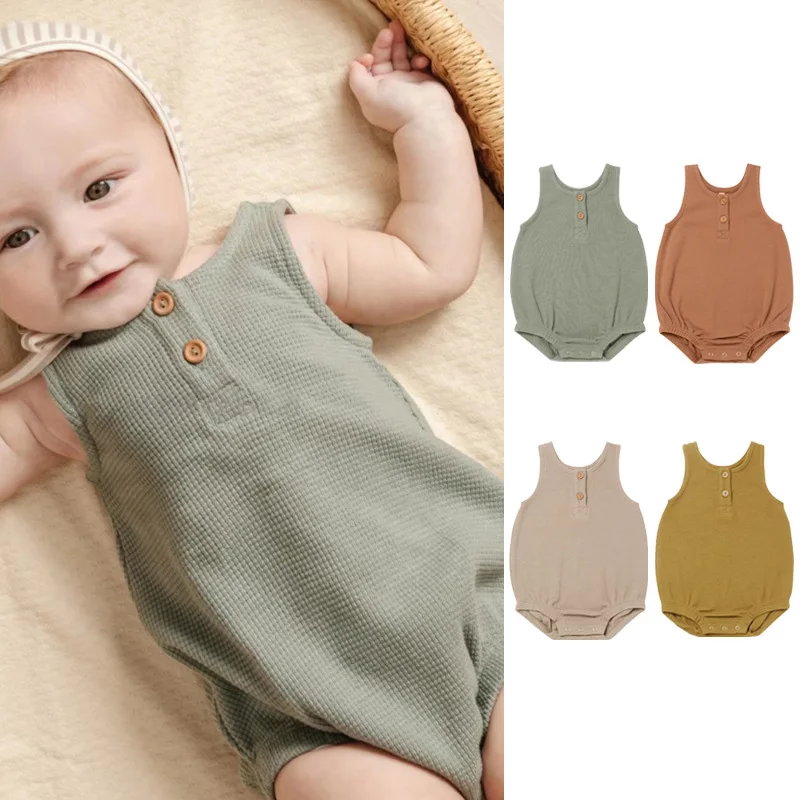 

Summer Newborn Infant Romper Playsuit Cotton Sleeveless Baby Boys Girls Romper Overalls Fashion Baby Clothing