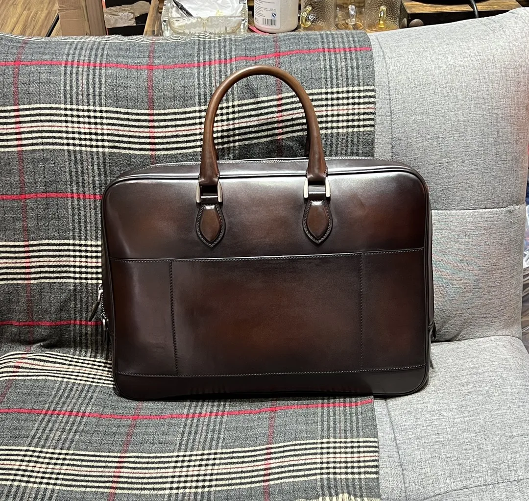 Luxury Retro Leather Men Briefcases  Handbags Male Business Crossbody Bag Classic Office Laptop Bags