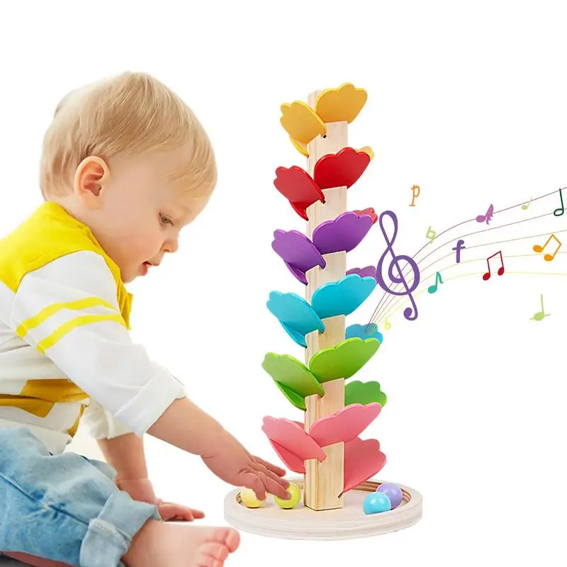 

Montessori Rainbow Musical Tree Kit Safe Smooth Wooden Splicing Petals Puzzle Track Assembly Toy Perfect Gift for Preschool Kids