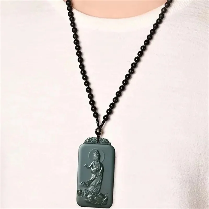 Горячая Распродажа натуральный ручной вырезать HetianJade голубой дракон Гуаньинь