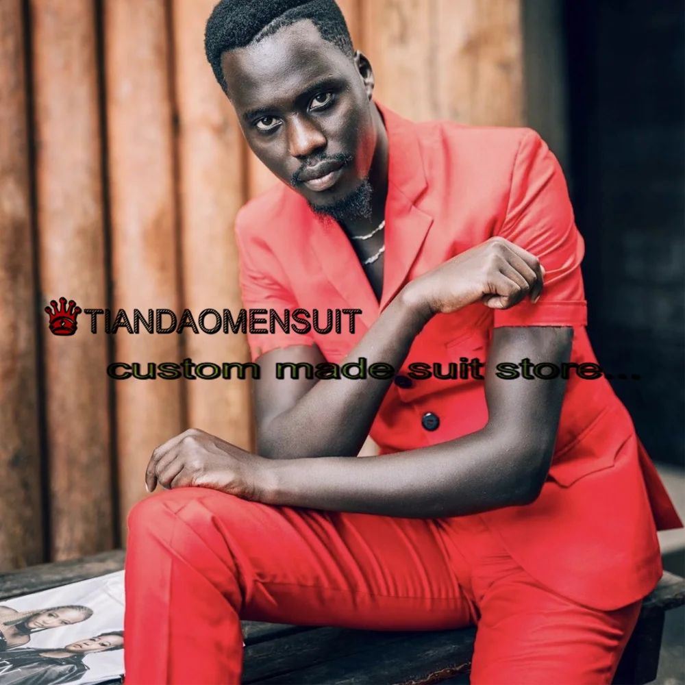 

Костюм мужской из двух предметов, блейзер с коротким рукавом и брюки, свадебный смокинг для шафера, пиджак для вечевечерние в официальном ст...