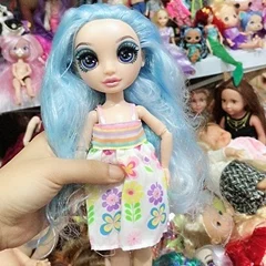 

С реальными ресницами красочные волосы кукла большая головка оригинальные DIY аксессуары фиолетовые белые волосы кукла головки Радуга dongcheng