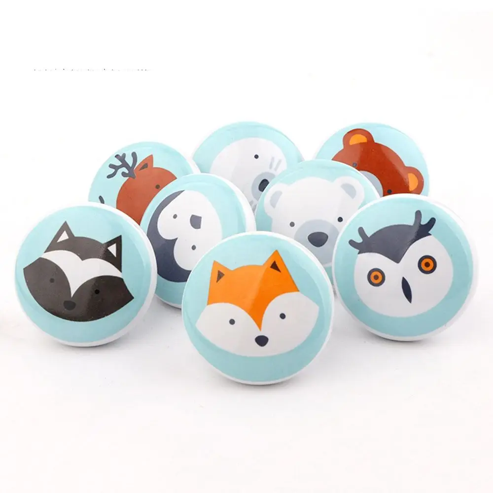 

2PCS Nordic Furniture Knob Children's Room Cartoon Animal Cabinet Pulls Ceramic Knob Dresser Knobs Door Handle