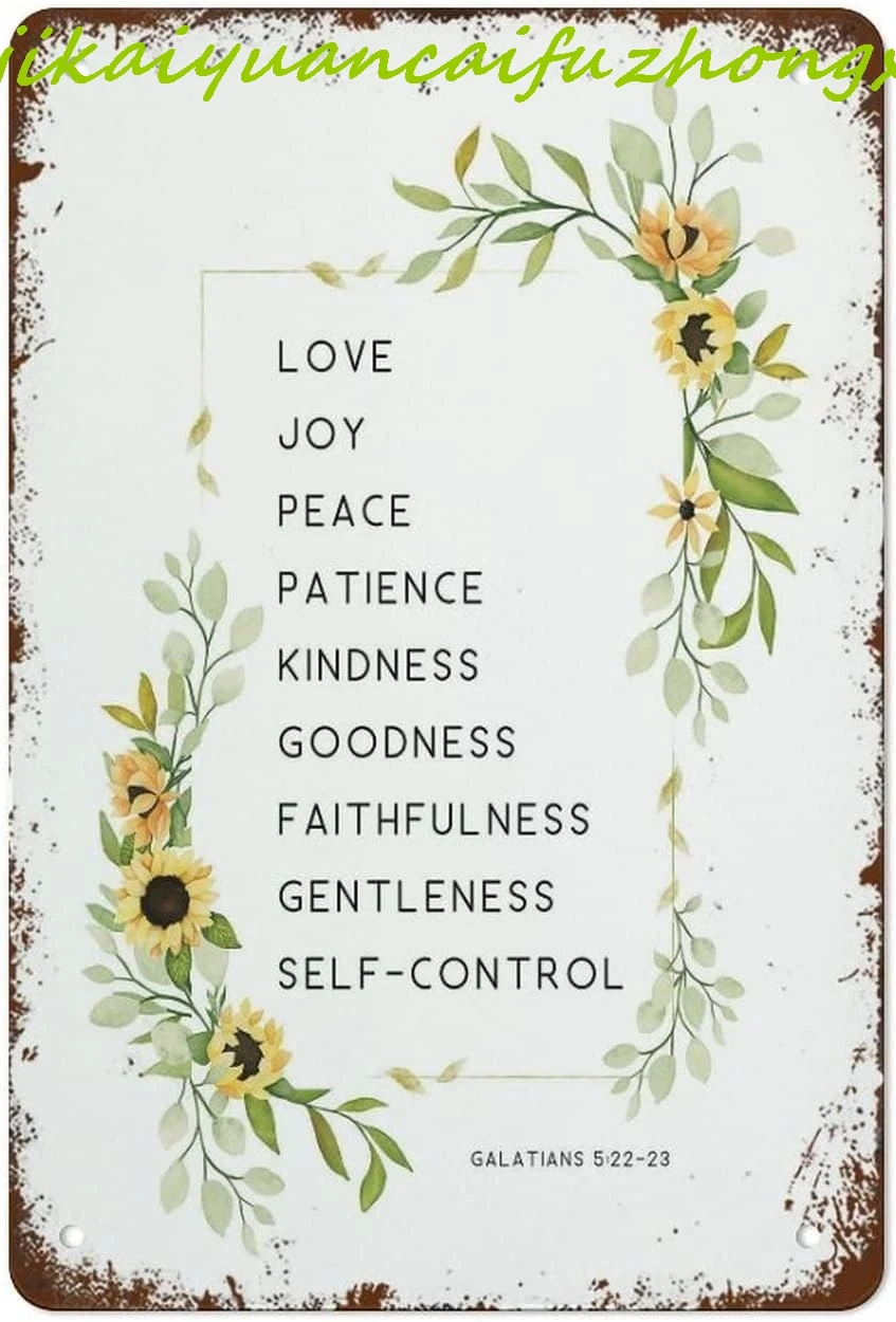 SJKY Fruit of The Spirit Bible Verse Металлическое настенное искусство Металлические вывески