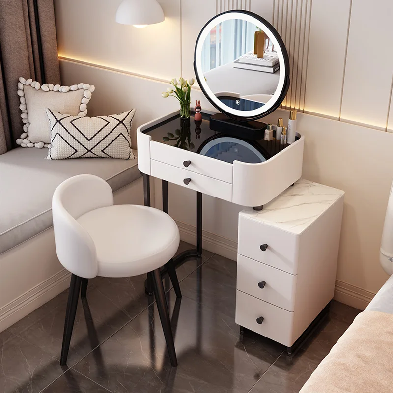 

Luxury Mobile Dressing Table Mirror Makeup Vanity Bedside Lights Mirror Dressing Table Storage Schmink Tisch Mirror Furniture
