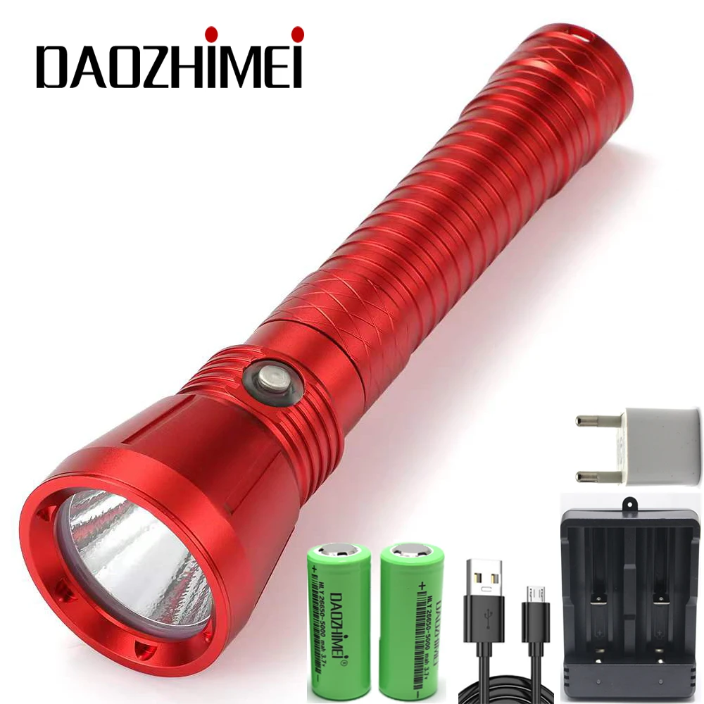 

6000 Lumen XHP70.2 LED Dive Flashlight 4 Modes Underwater Portable Caving Lamp professional Equipment Fishing Light