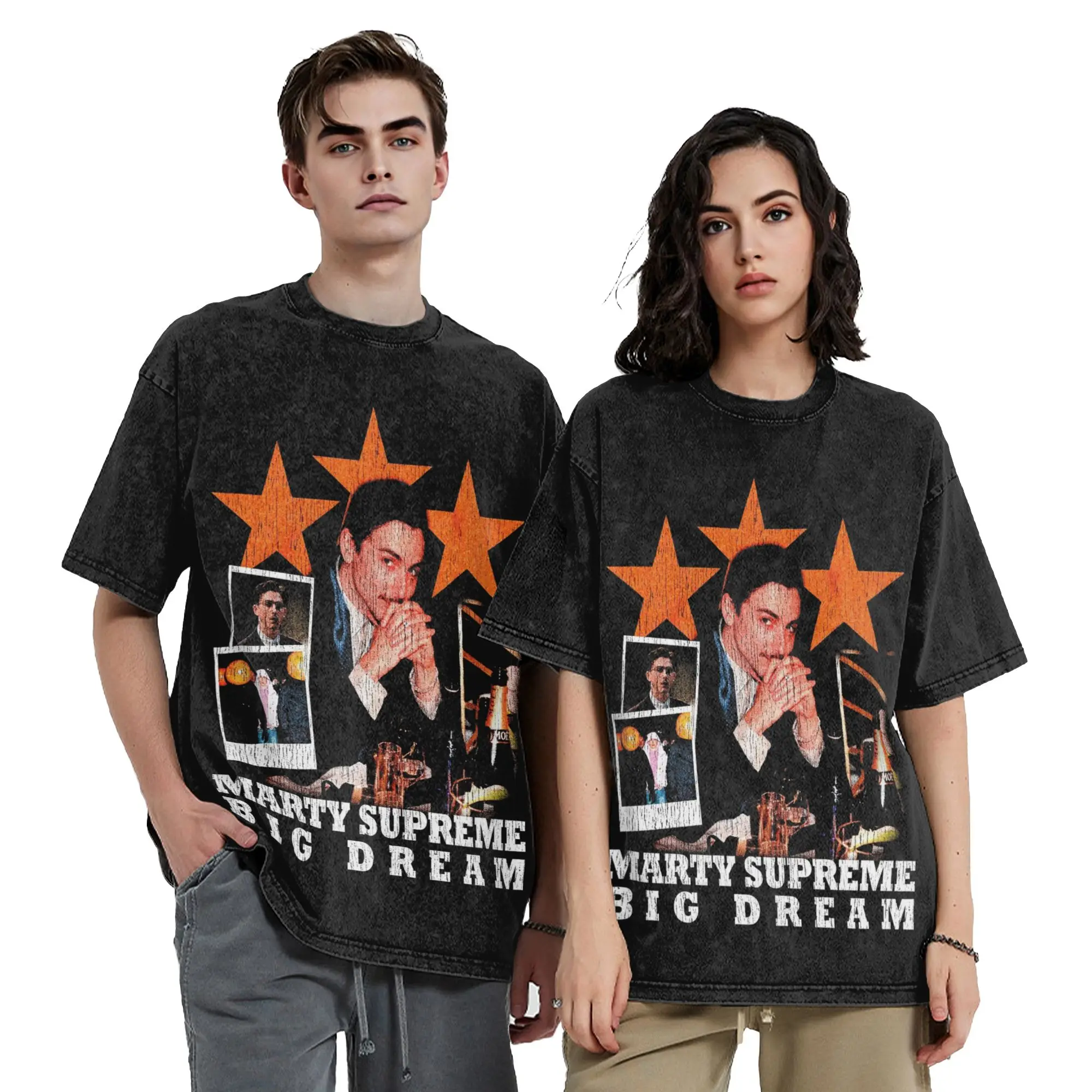 Фото Футболка оверсайз Marty Supreme Movie Apparel для мужчин и женщин, хлопковая футболка с эффектом потертости, одежда №2