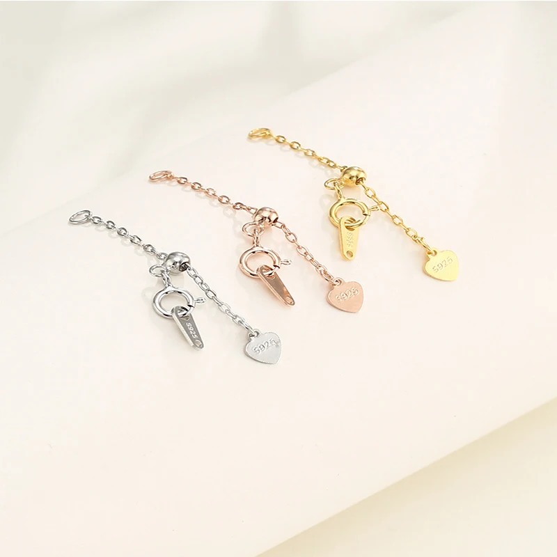 925 Silver 3/5/7cm Extension Tail Chain Adjustable Spring Clasps Connector For DIY Jewelry Making Findings Bracelet Necklac