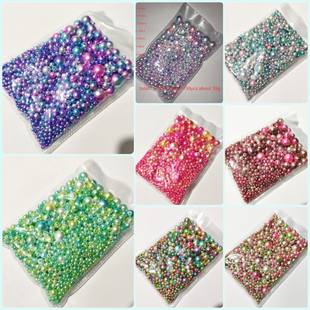 

1150 шт., круглые бусины с отверстиями для рукоделия и изготовления ювелирных изделий, 3-12 мм