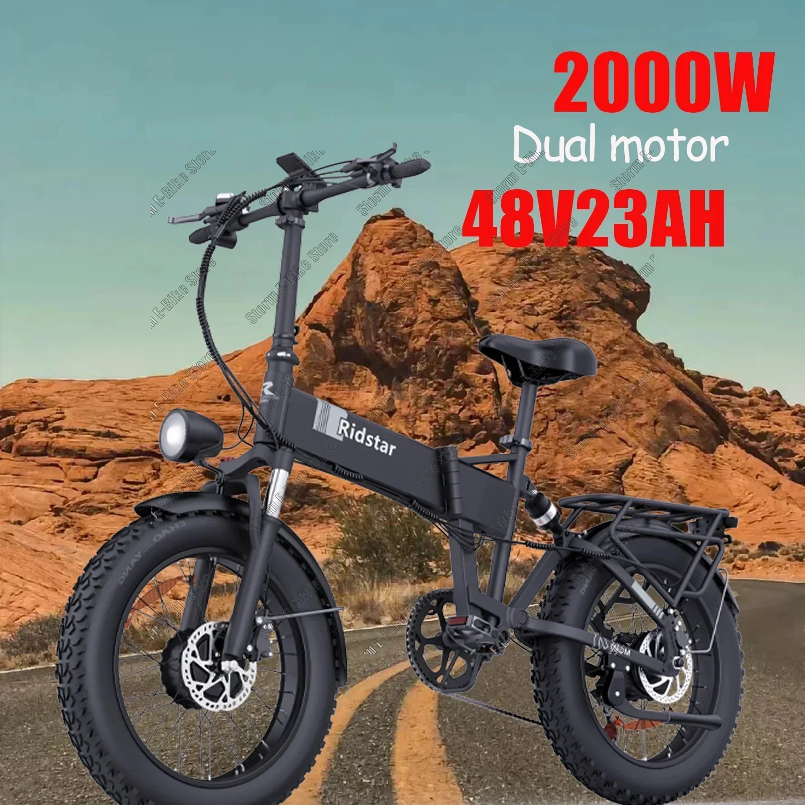 H20PRO Электрический велосипед 2000 Вт Двойной Мотор 48V2 батарея 3 Ач 26*4 0 дюймов шина