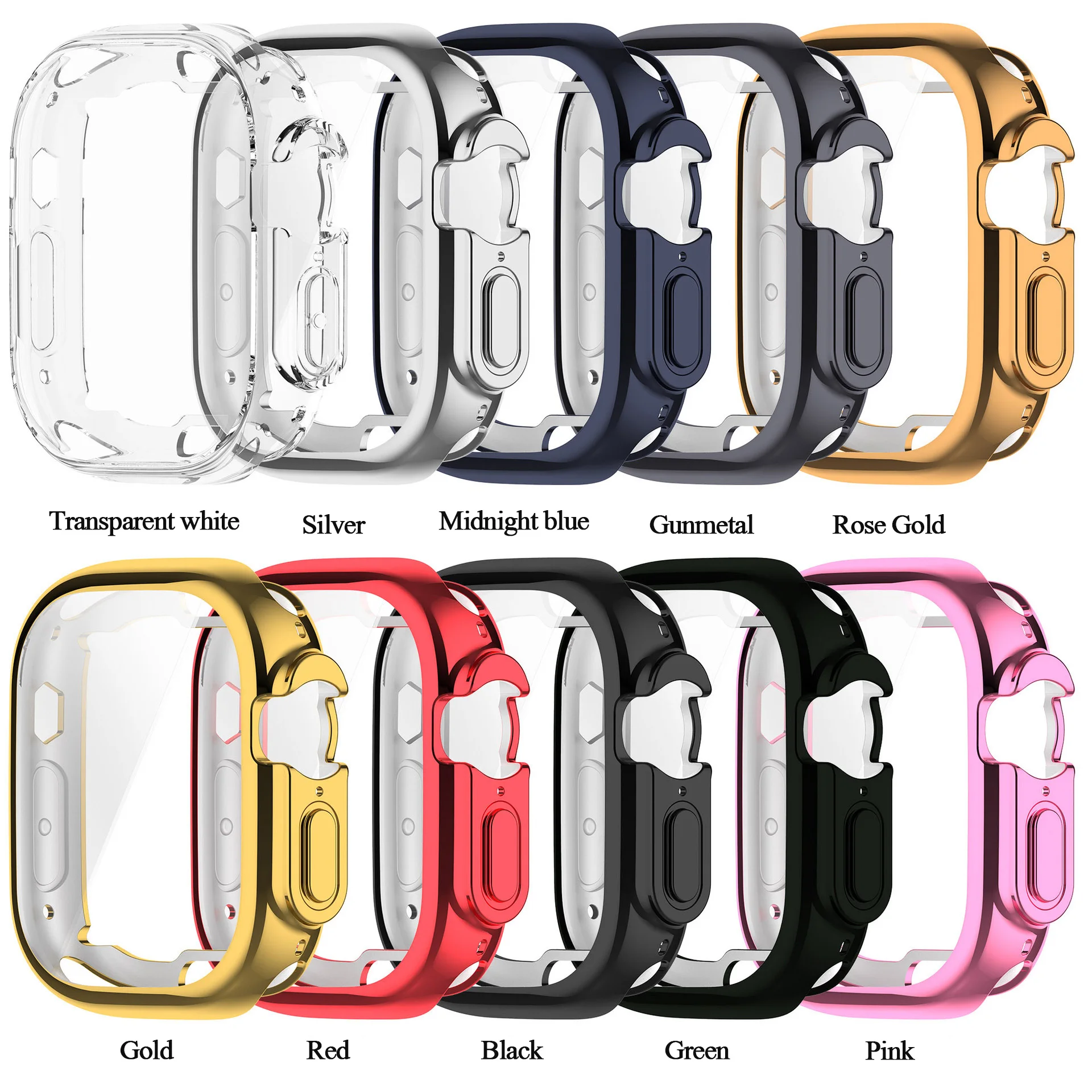 TPU Waterproof Case for Apple Watch Ultra 49mm Case Smartwatch Protector Cover Anti-Scratch Bumper Shell Frame for Iwatch Series