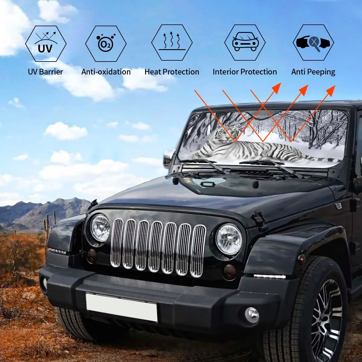 Бенгальский белый тигр солнцезащитный козырек ветровое стекло для любителей