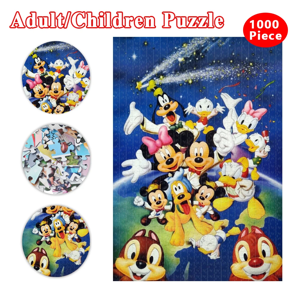 

Головоломка Disney, Микки и Минни Маус, Дональд Дак, пазл, 300/500/1000 шт., развивающая игрушка для детей, подарки для детских игр