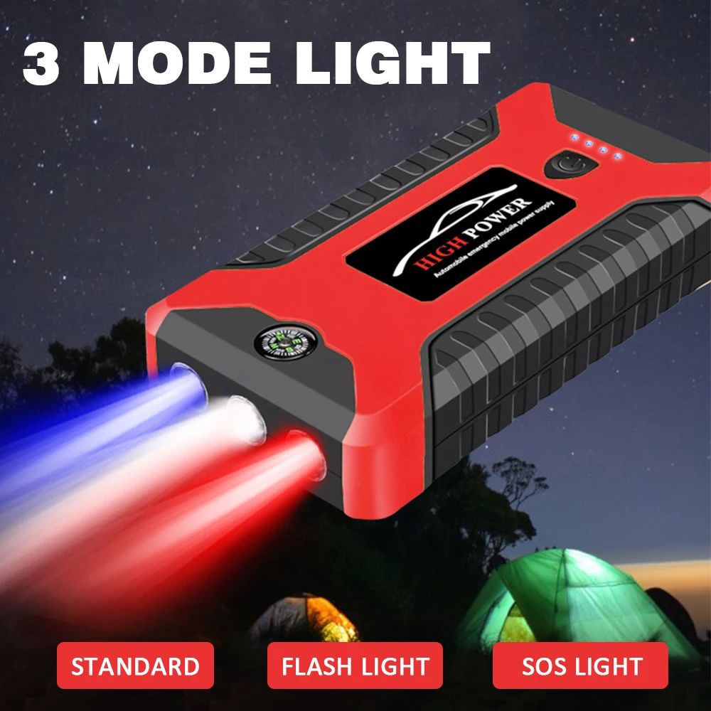 

99800mA 600A Car Jump Starter Power Bank Portable 12V Emergency Start-up Charger Cars Starters Booster Battery Starting Device