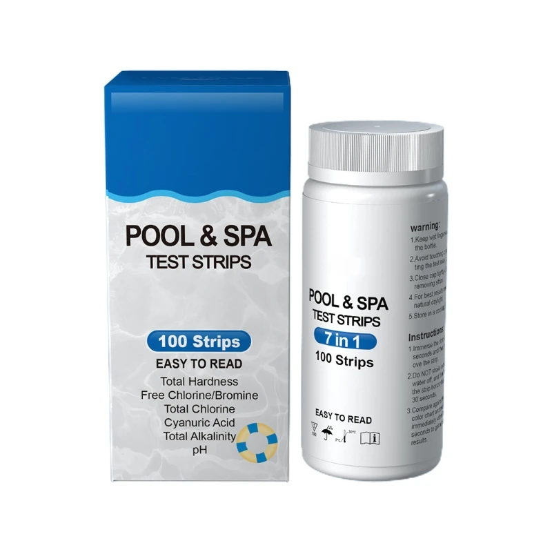 

100 Pcs Water Test Strips 7-in-1 Swimming Pool Water Quality Test Strips Check