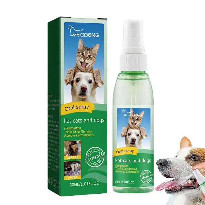 

Dog Breath Freshener Pets Fresh Breath Dental Spray For Dogs 30ml Dog Teeth Cleaning Spray Eliminates Bad Breath Whitens Teeth