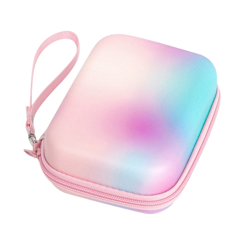 

Earphones Protective Cover Earbuds Hard EVA+PU Bag with Lanyard Hard Data Cable Storage Bag E65C