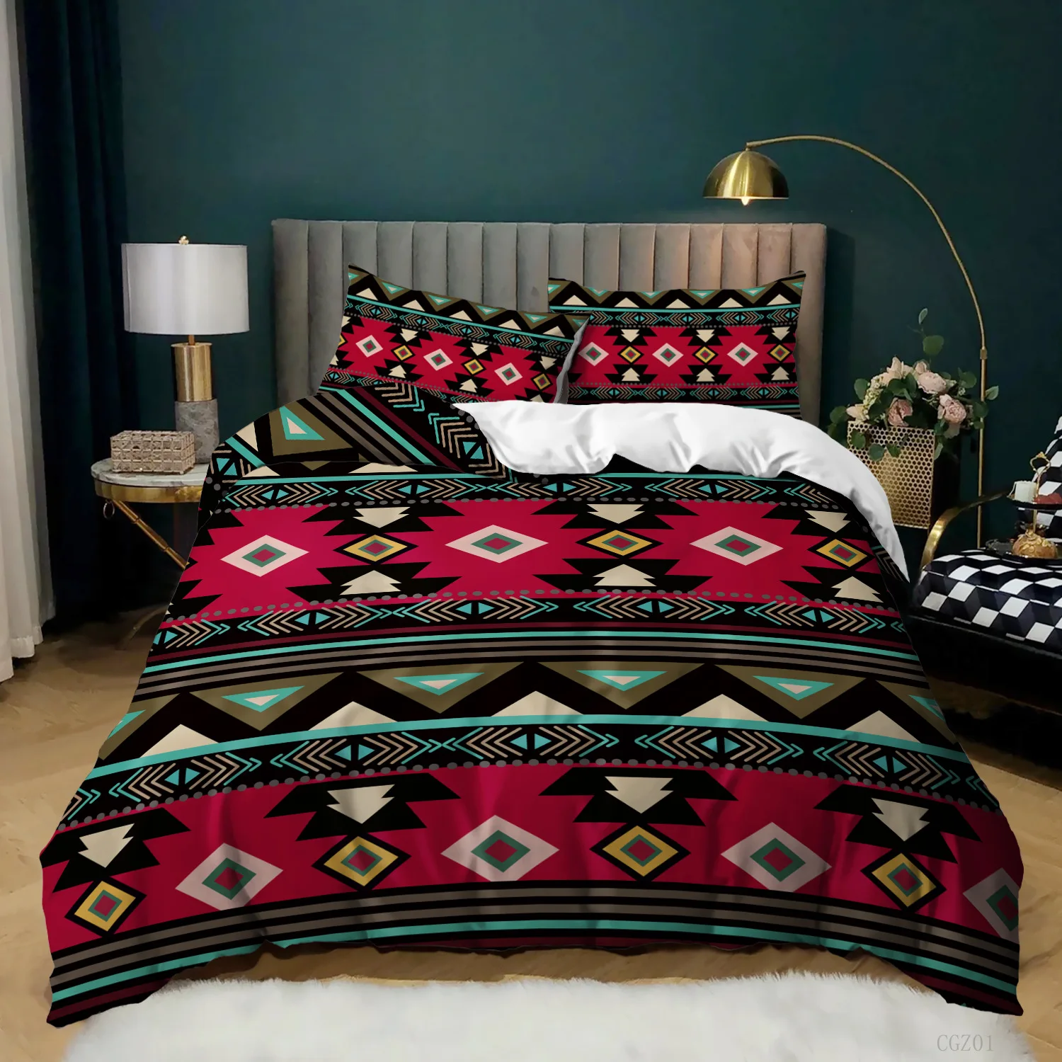 

Comforter Cover Colourful Moroccan Southwestern Indian Tribal Bedding King Boho Duvet Cover Striped Ethnic Bedding Country Style