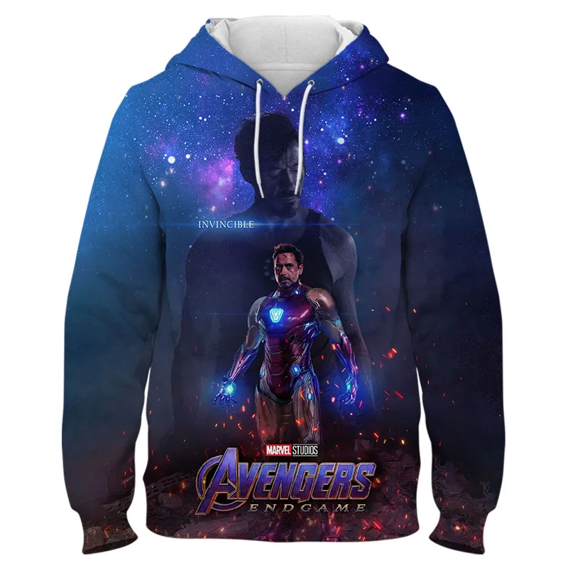 

Толстовка с капюшоном Marvel Мстители, мужская толстовка с капюшоном из мультфильма «Железный человек» Disney, толстовка с длинным рукавом и 3D-пр...