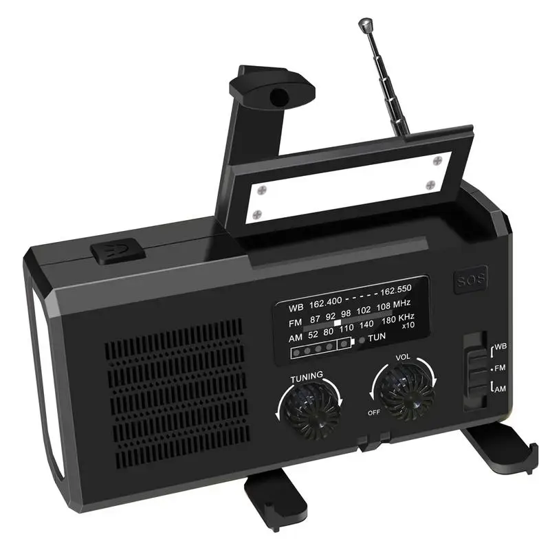 

Портативный ручной радиоприемник на солнечной батарее AM/FM/NOAA, аварийное радио с батареей 4000 мАч, 3 светодиода, фонарик, сигнал тревоги, внешн...