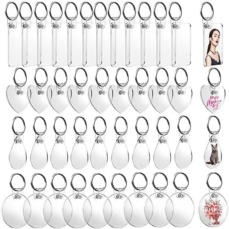 

120Piece Acrylic Keychain Blanks 4 Shapes Blank Keychains For Vinyl Kit Double-Sided Printed For Crafts Ornaments