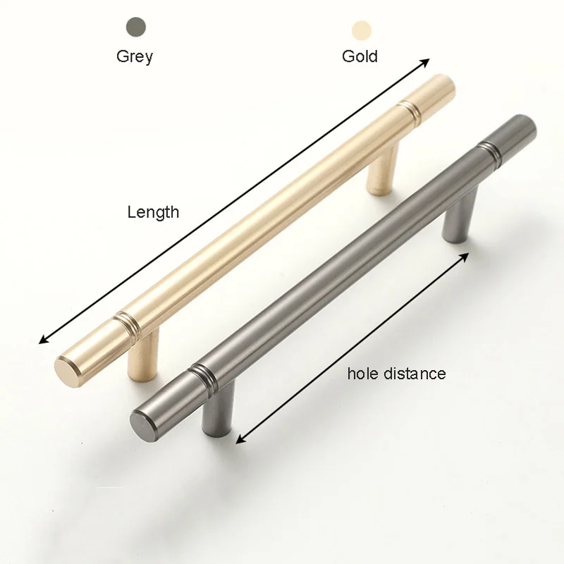 150-1000 мм матовая Золотая и серая алюминиевая ручка для мебели круглый шкаф