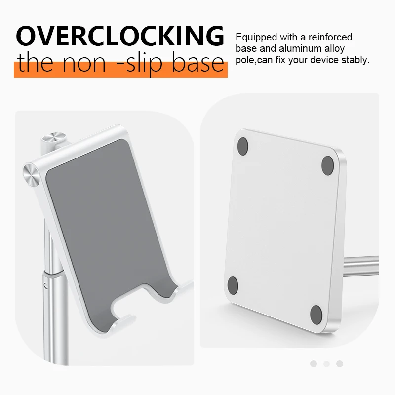 OMOTON Cell Phone Holder Desk Aluminum Stand For Phone Desktop Lazy Bedside Universal Support Stand Flexible Metal Support