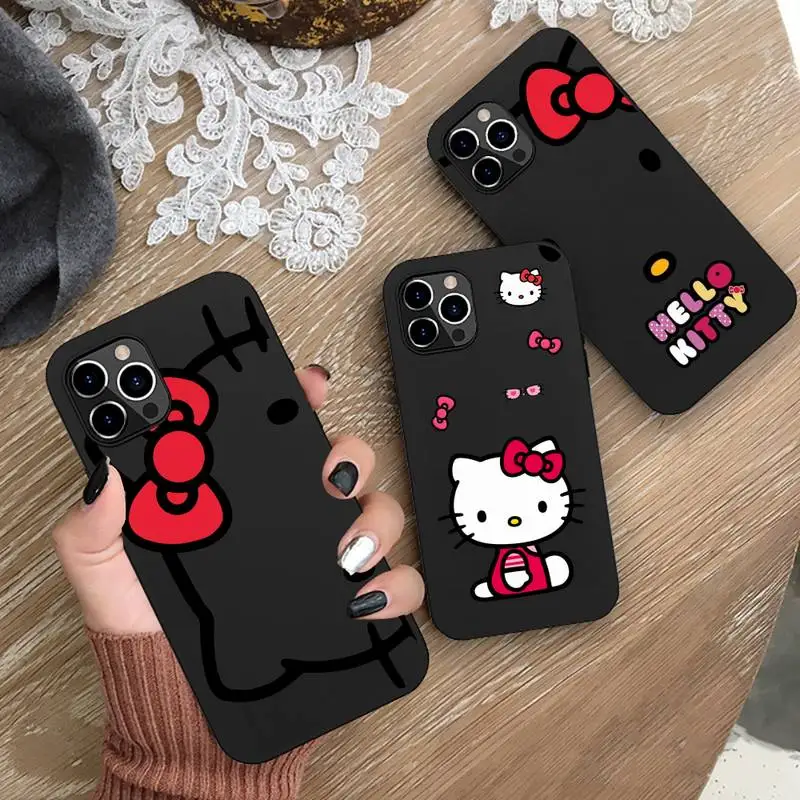 

alphabet cute hello kitty Phone Case for iphone 13 12 11 Pro Mini XS MAX 8 7 Plus X SE 2020 XR Silicone Soft cover